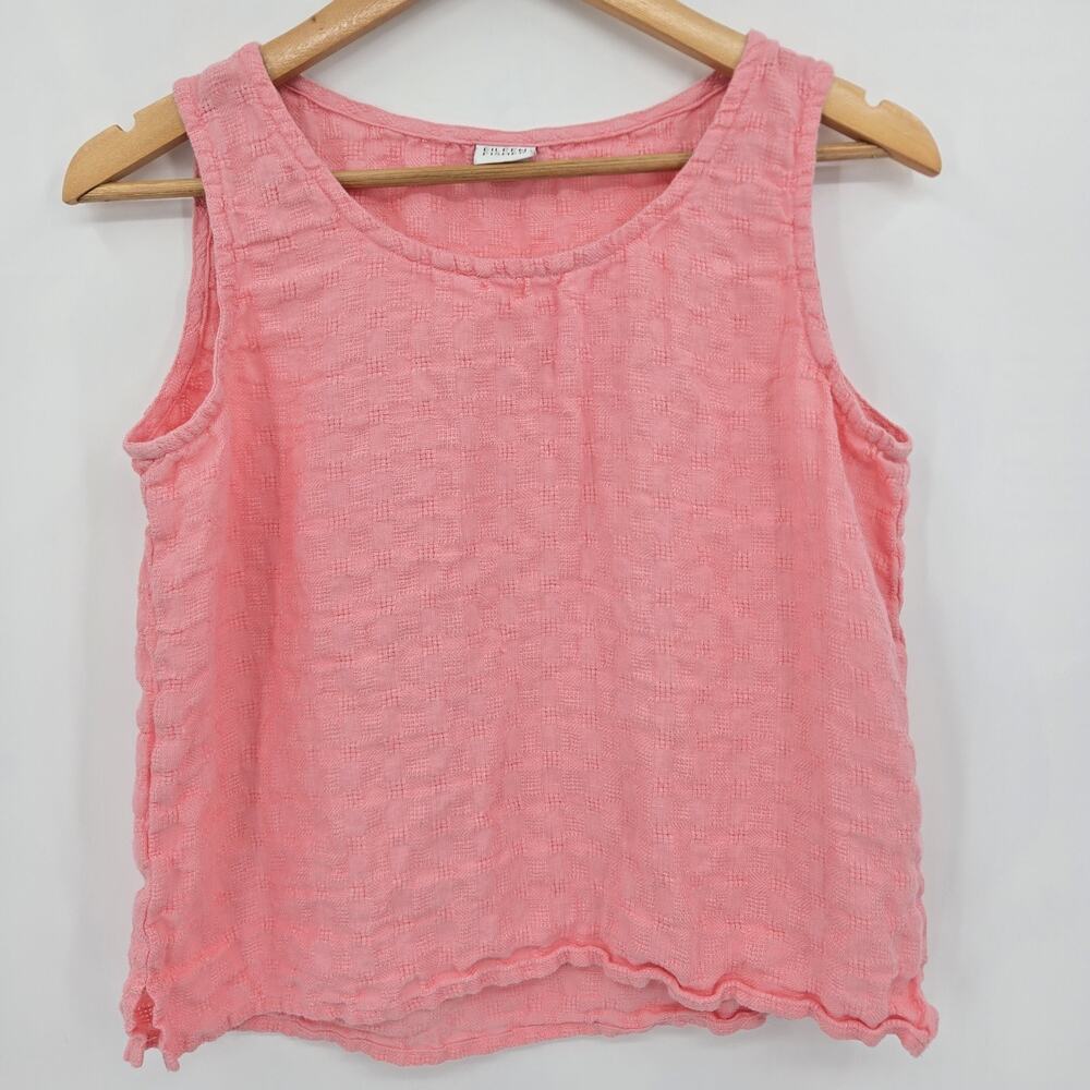 Eileen Fisher 100% Linen Tank Top Womens S Pink Coral Casual Resort Beach